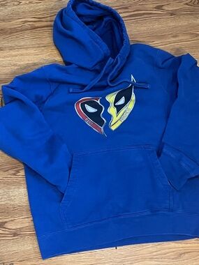 Blue Marvel Deadpool And Wolverine Hoodie